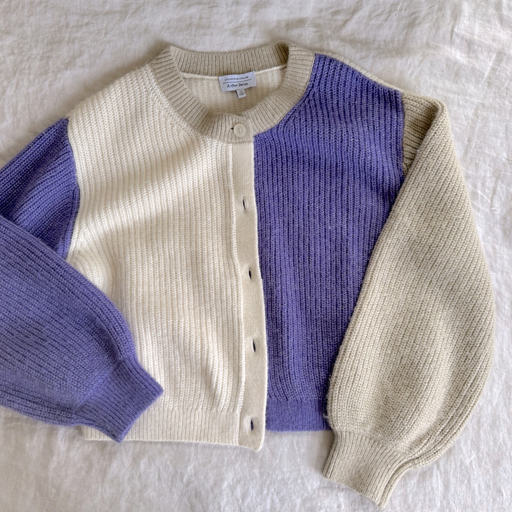 & Other Stories Colorblock Wool Blend Boxy Cardigan Size Medium M - Picture 6 of 6